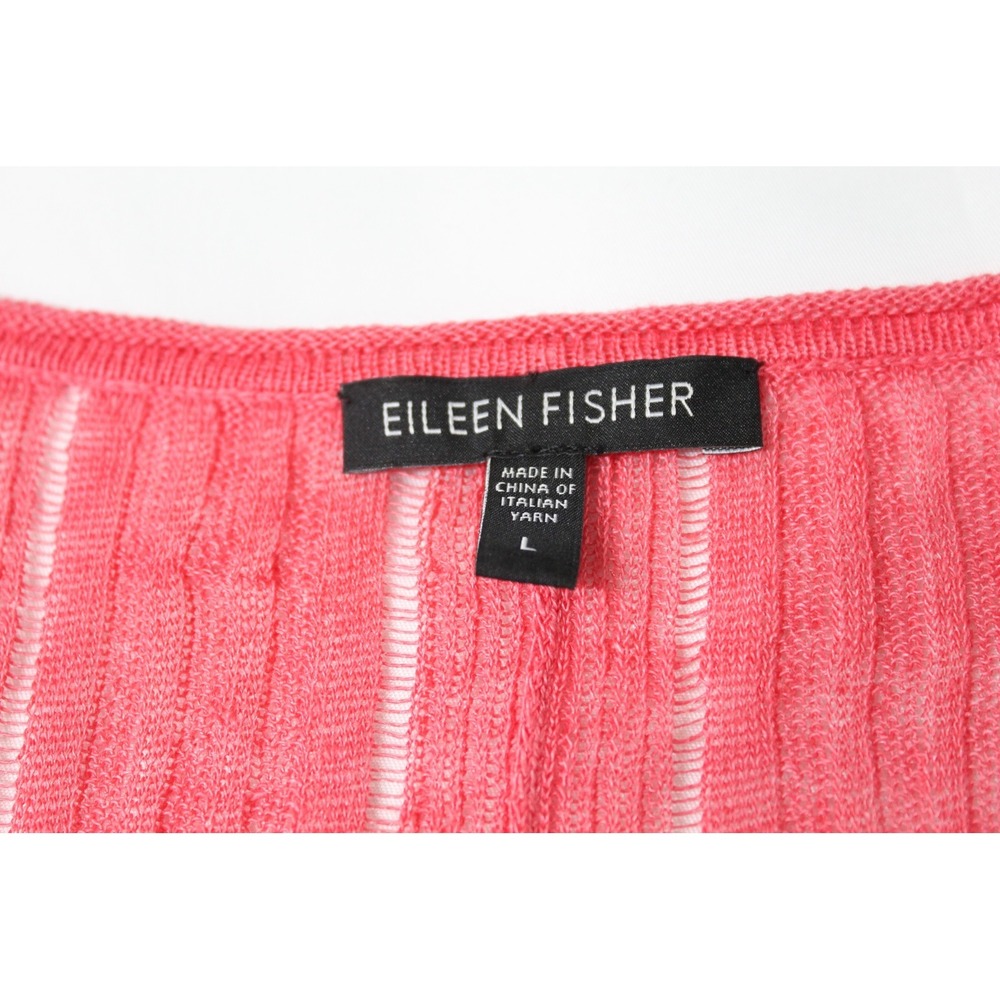 Eileen Fisher Linen Silk Blend Tank Top Women's L Coral Pink Sharkbite Hem - Picture 3 of 8